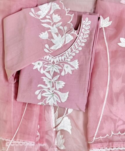 Cotton Suit Set – Thread Embroidery & Scalloped Edges Edition